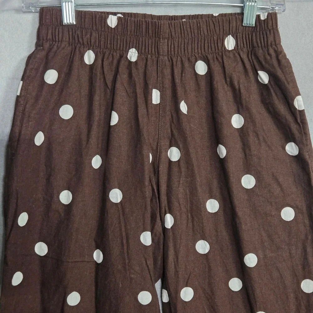 Brown Polka Dot High Rise Straight Comfort Waist Pants Old Navy Womens XS Petite